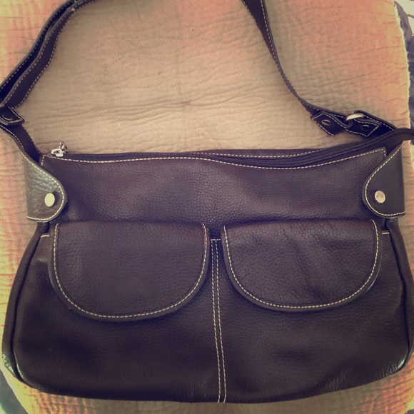 Brown leather shoulder bag - Picture 1 of 7